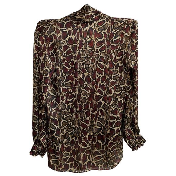 ZARA WMN'S Animal Print Shirt‎ Flowy V-neck Top Blouse S NWOT - Picture 10 of 16